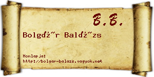 Bolgár Balázs névjegykártya