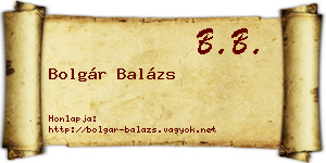 Bolgár Balázs névjegykártya